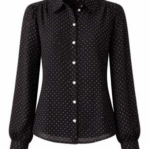 Blusa Manga Larga - F3357- L Negro con pepas